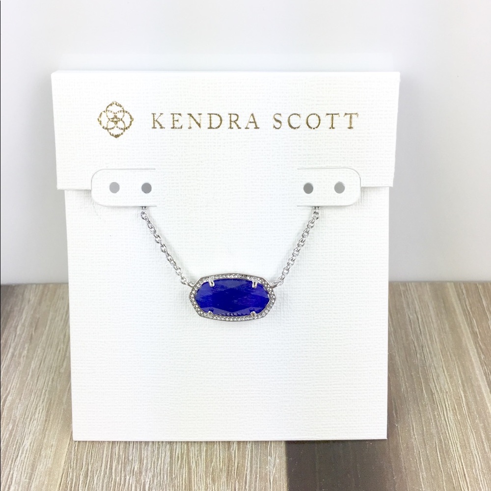 Kendra Scott Elisa Cobalt blue silver necklace